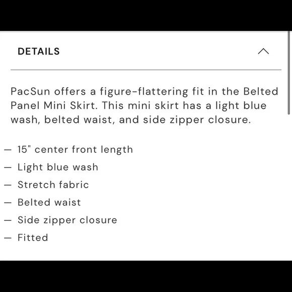 PacSun Belted Panel Light Wash Denim Mini Skirt Size 24 - Picture 6 of 11
